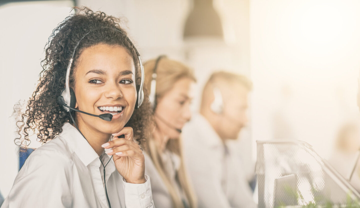 Woman using workforce managing solution to communicate