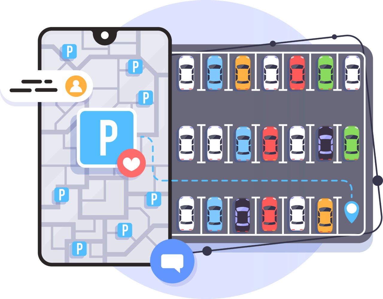 The photo shows an app that can be used for tracking free parking spots and paying for services.