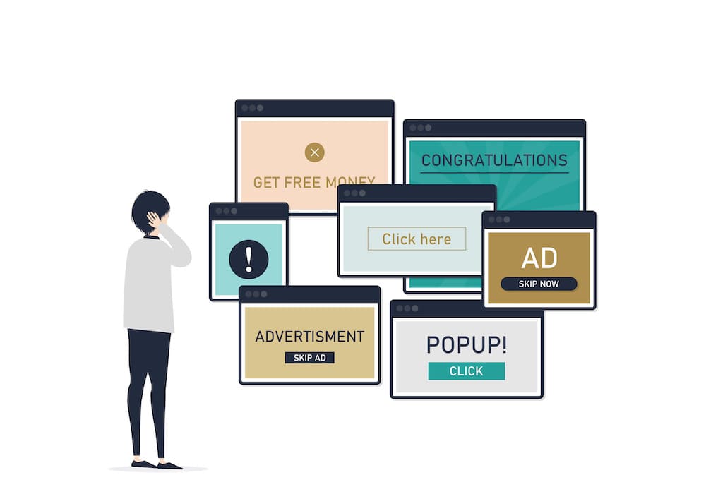 Customer journey hijacking pop-up ads