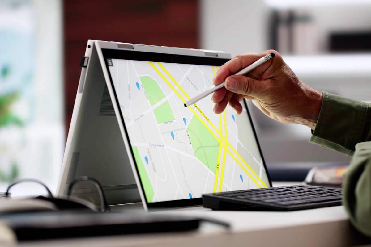 Online Location GPS Map Search On Laptop Screen